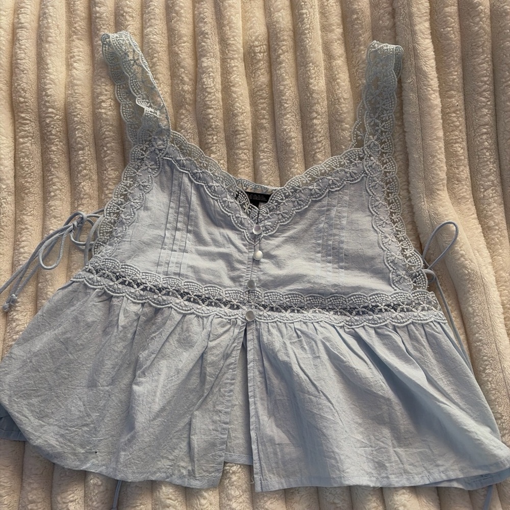 Wild Fable Light Blue Lace Blouse